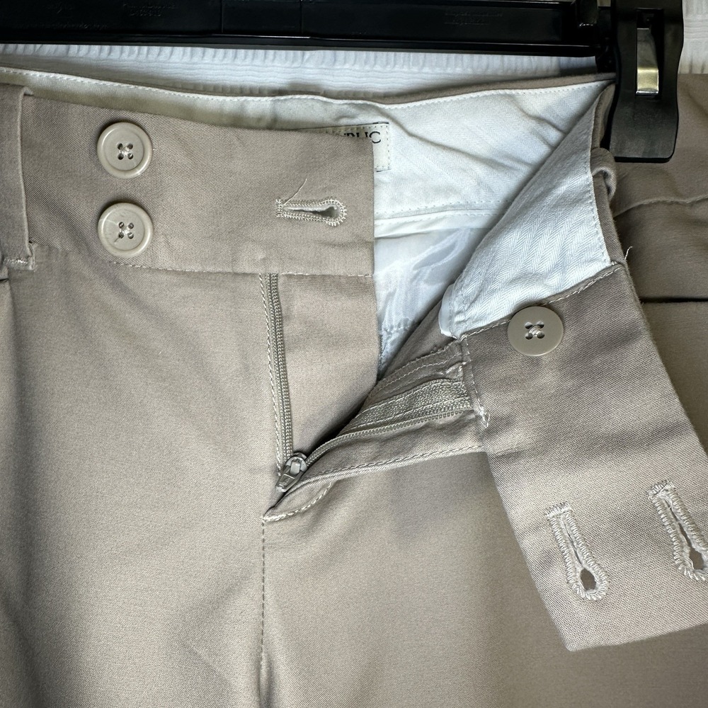 Banana Republic Jackson Fit Womens Khaki Wide Leg Cuffed Pants Slacks 2S - Picture 6 of 13